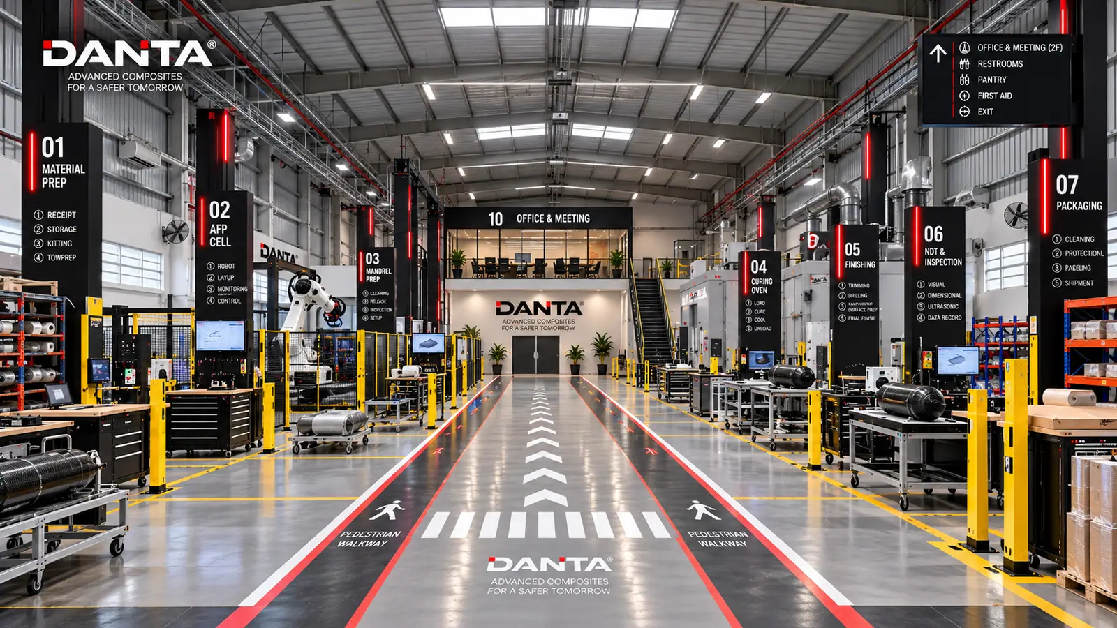 Concept visualisation of an advanced-composites production hall